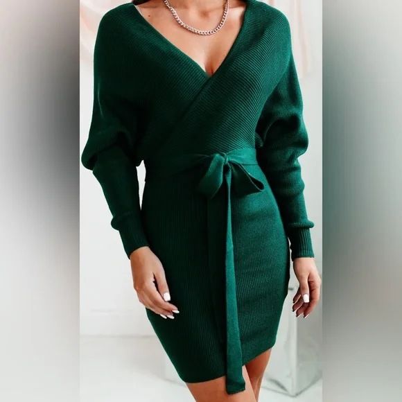 green emerald velvet dress Baltic Born Womens Lark Sweater Dress | Green